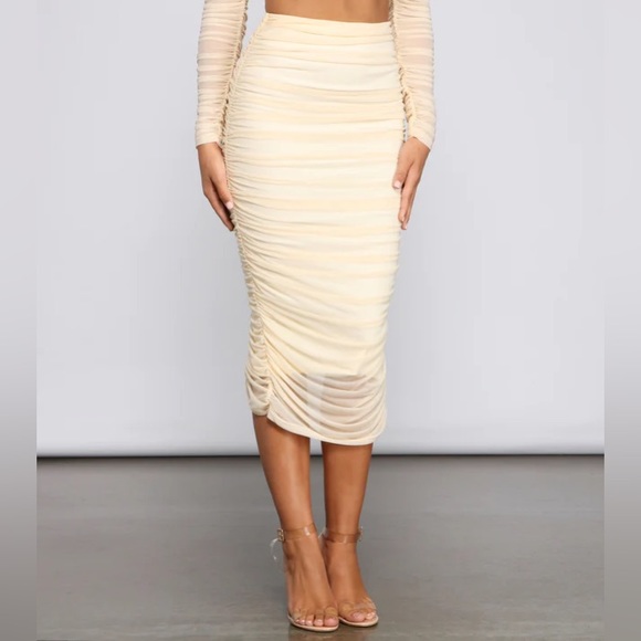 Windsor Moment For Mesh Ruched Crop Top & Ruched Midi Skirt Set - Picture 7 of 11